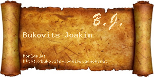 Bukovits Joakim névjegykártya